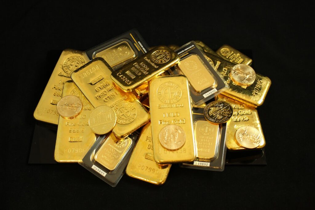 gold coins and bars