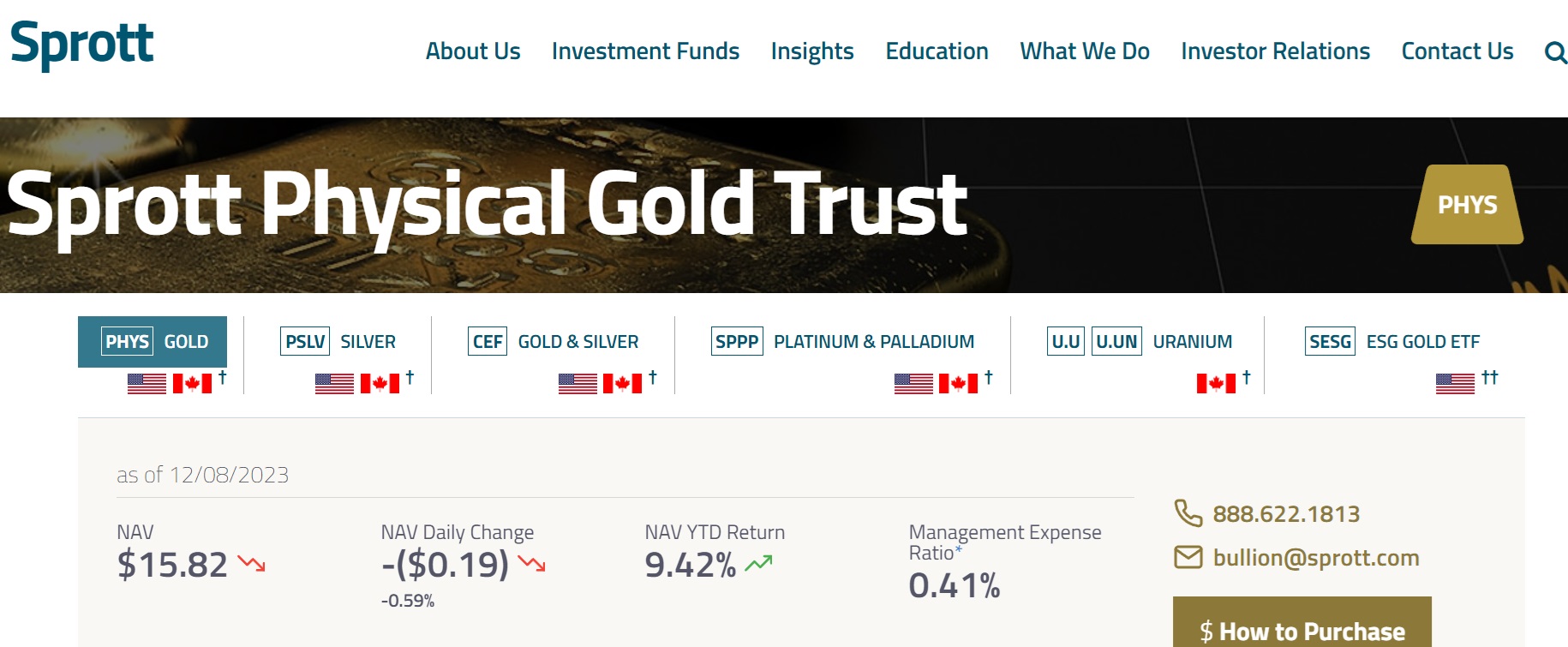 sprott physical gold trust