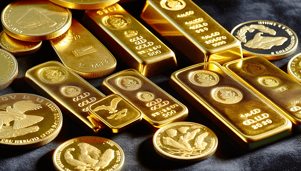 Various gold bars and coins from reputable dealers like JM Bullion and Perth Mint