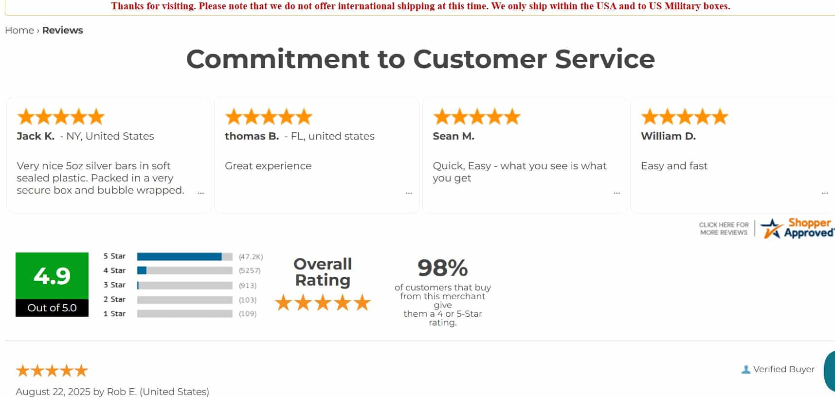 Provident Metals Customer Reviews